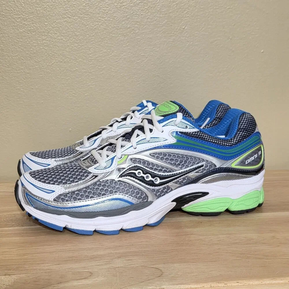 Saucony Progrid Omni 9 Grey Slime Green Blue S70739-59 Men's Size 10